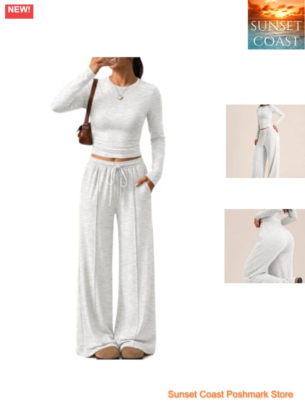 Women's 2 Piece Lounge Set Pintuck Rayon Spandex Drawstring Wide Leg Pants